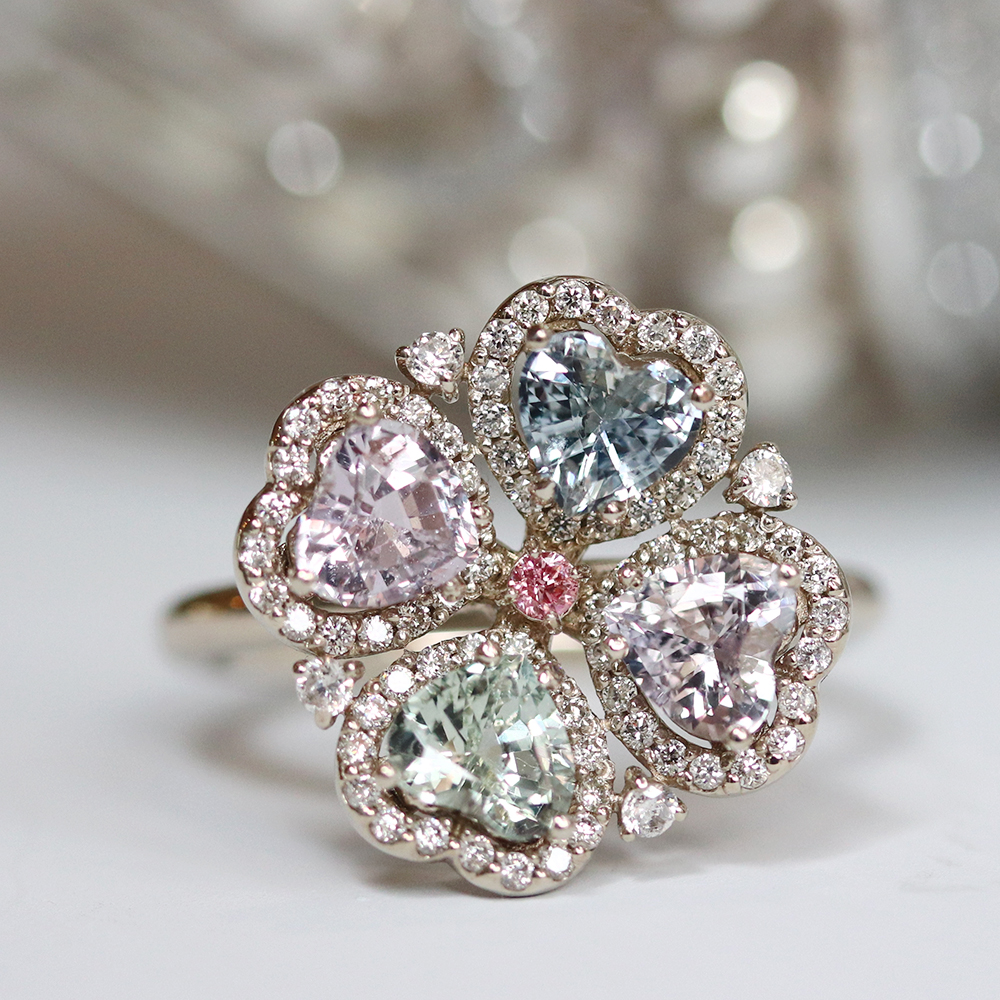 pastel sapphire clover ring