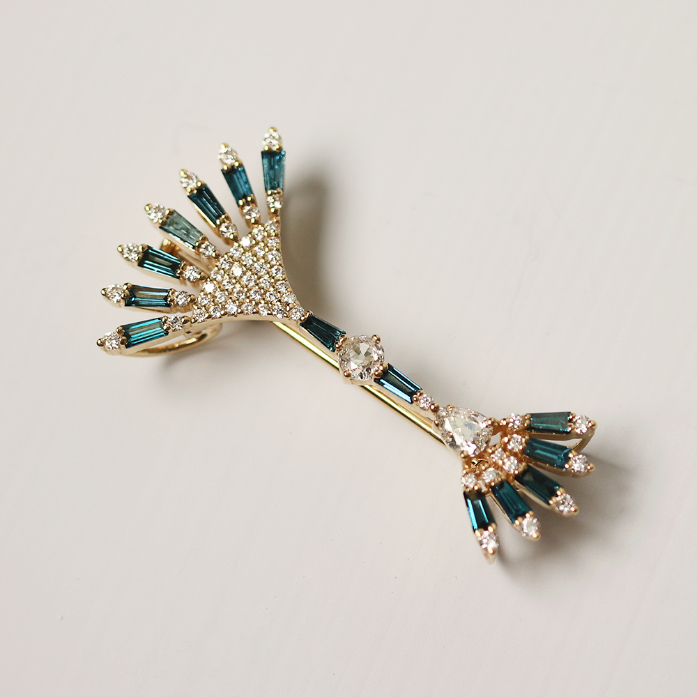 peacock blue diamond brooch &amp; pendant