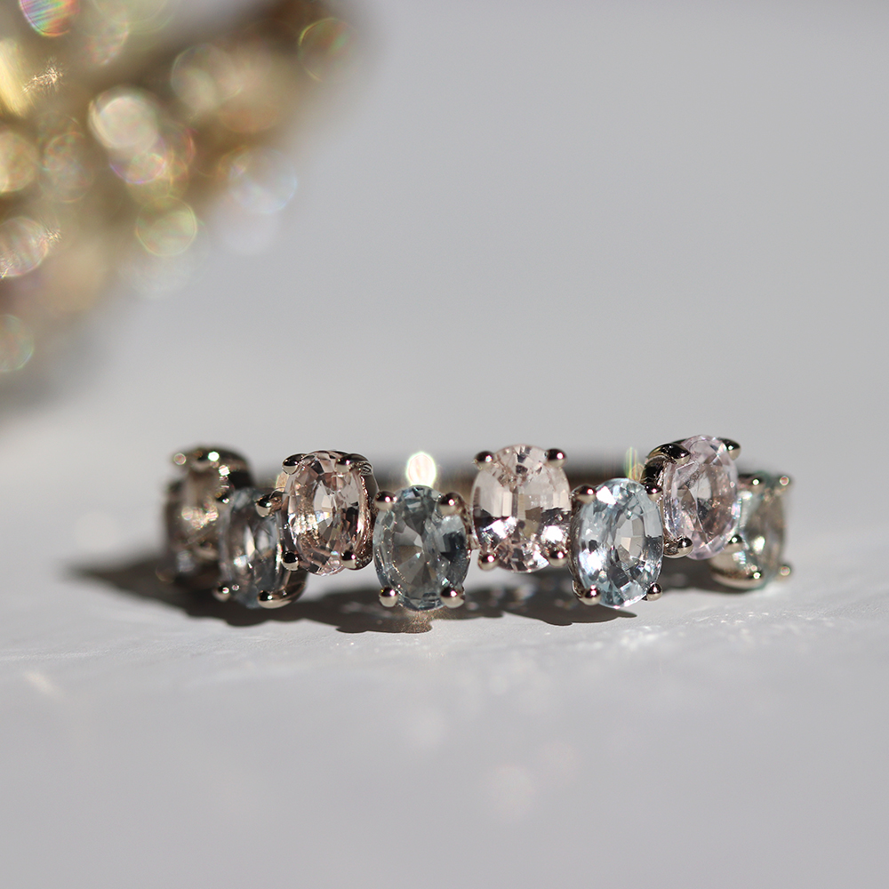 baby blue &amp; baby pink sapphire ring