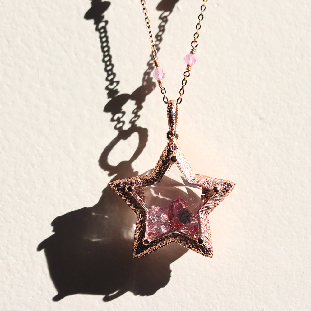 My little box pink star necklace